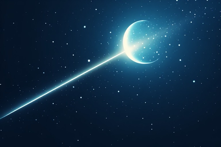 A beam of light meeting a large glowing lens against a starfield, illustrating the FTC's scrutiny of AI output accuracy.
