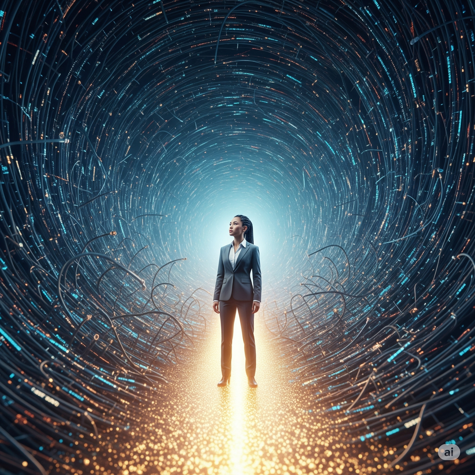 Abstract visualization of business intelligence and data connections
